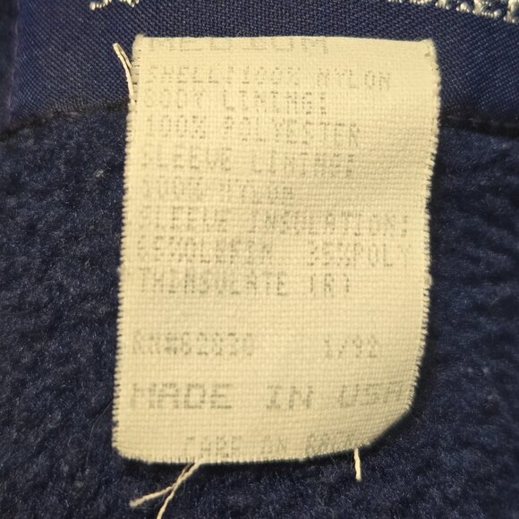 ★💗Lands' End  White & Navy Fleece Lined 1990s Vintage Classic Winter Jacket - Picture 5 of 8